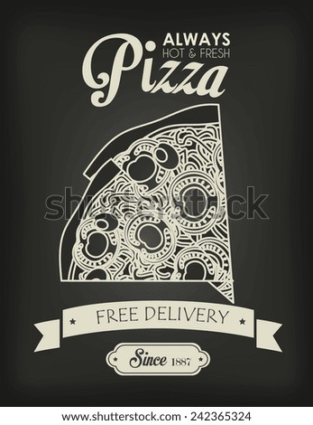 Pizza design over black background, vector illustration