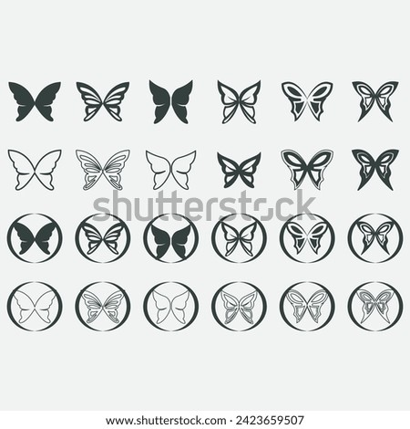 vector image illustration of a collection of butterfly logos