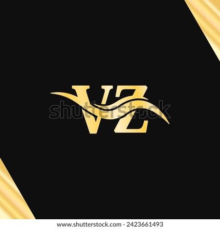 Elegant logo VZ letter Luxury Monogram typography vector of business names branding serif font logotype