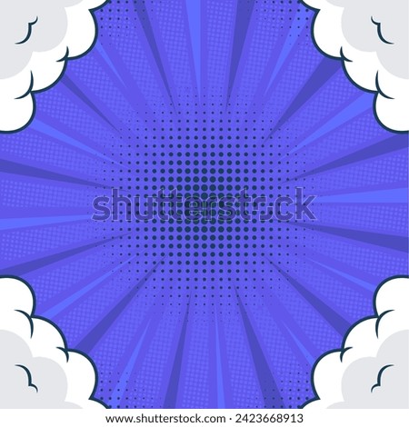 Comic style background in flat design, blue color background