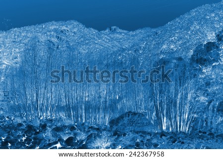 Mountain landscape in winter, closeup of pictures