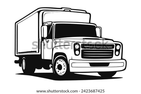 Outlined cartoon truck. Vector line art illustration coloring book.