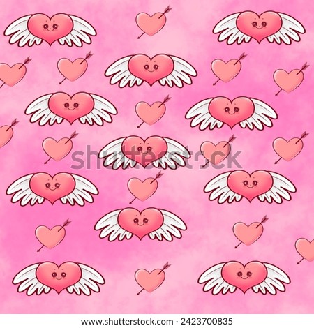 heart wings seamless pattern background 