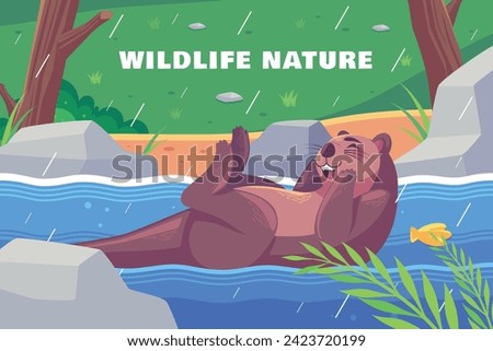 World Wildlife Day Background. World Wildlife Day celebration. March 3. Cartoon Vector illustration design for Poster, Banner, Flyer, Card, Cover, Post. animals in forest. wild animals background.
