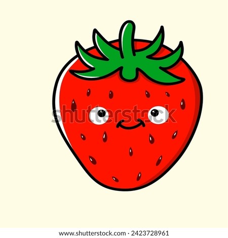 illustration Strawberries can be used as icons and clip art, colored icons on a beige background
