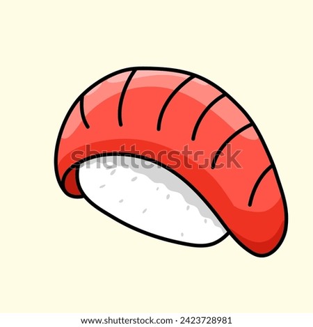 meat sushi illustration can be used as icon and clip art, colored icons on beige background