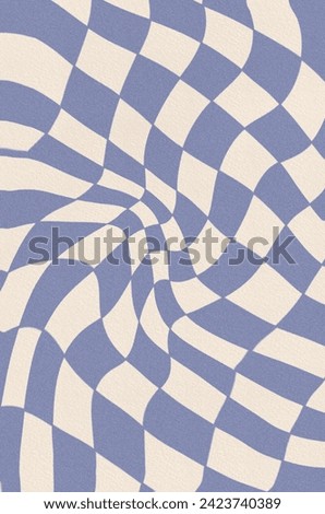 Checkerboard, chessboard groovy retro 70s style backgrounds. With twisted, distorted, and grain paper textures. Vintage wallpaper, template, poster, print, backdrop. Abstract and aesthetic.