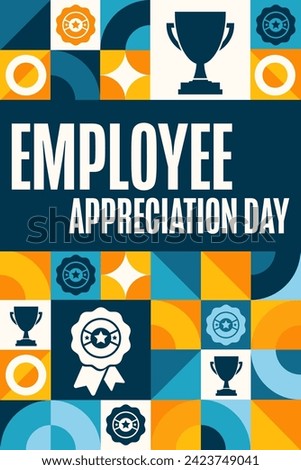 Employee Appreciation Day. Holiday concept. Template for background, banner, card, poster with text inscription. Vector EPS10 illustration Royalty-Free Stock Photo #2423749041