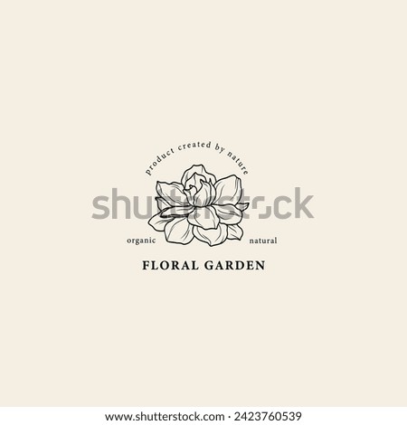 Line art gardenia flower drawing