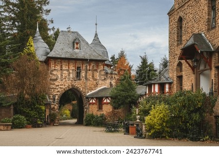View to Satzvey Castle, a medieval moated castle, initially from the 12th century. Royalty-Free Stock Photo #2423767741