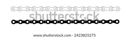 Bike chain. Bicycle Cartoon silhouette for bike chain on bicycle. Cycling line pattern. Motorcycle chain symbol. Chain machine sign. Vector