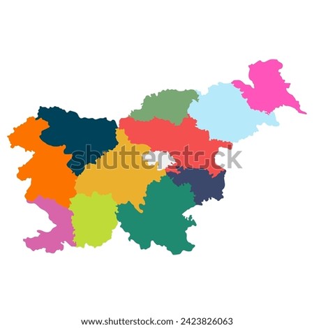 Slovenia map. Map of Slovenia in administrative provinces in multicolor