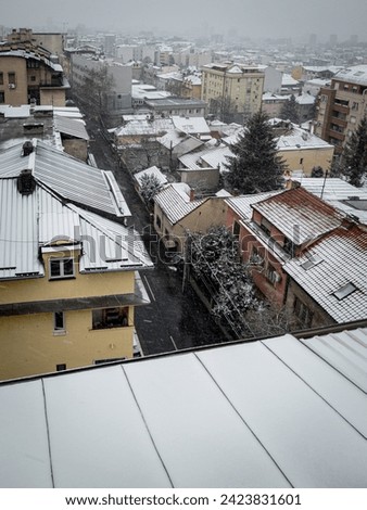 City ​​roofs covered with snow, Belgrade, Serbia