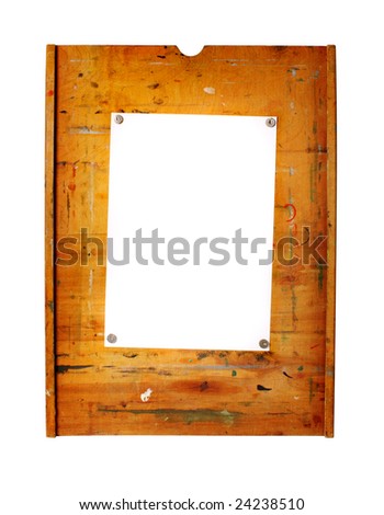 White paper attached to artistic wooden board