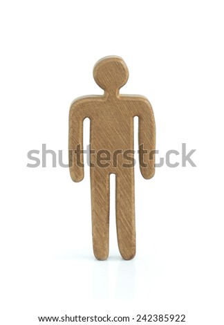 Wooden men sign isolated on white background