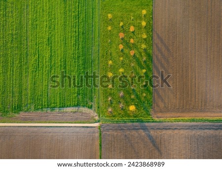 rural landscape with acre from hot air balloon in Frankfurt