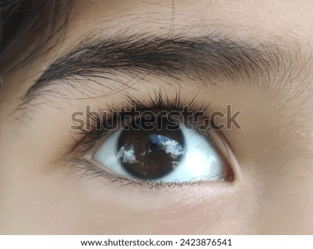 a black cute eye of korean girl stock image 4k full hd 