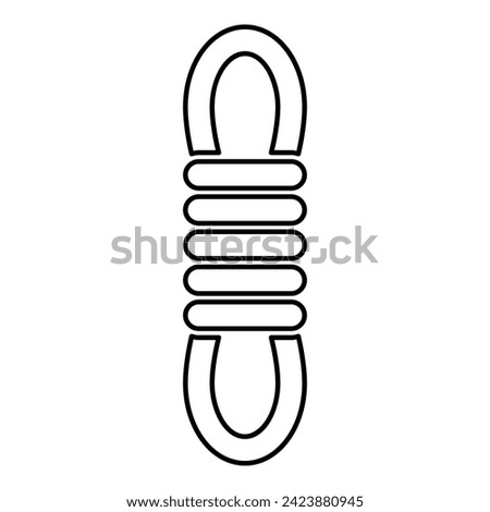Rope climber hank bunch coil mountaineering alpinism equipment mount extreme sport camping outdoor activities contour outline line icon black color vector illustration image thin flat style