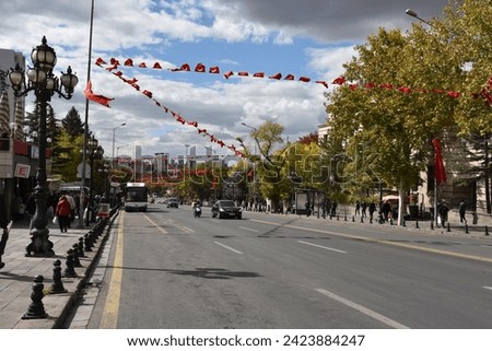AnkaraTurkey-10,13,2021:A view to Ulus Square, Ataturk Staue,City Centre of Ankara and Turkey.