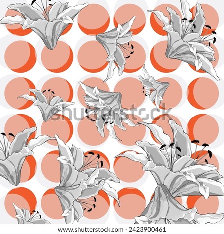 beautiful lily pattern with colourful circle pattern 