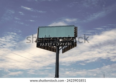 billboard. outdoor advertising. advertisement sign. welcome to irving texas sign. billing board hoarding. welcome signage with copy space. banner advertisement. big board banner of advertising