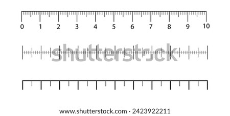 Rulers Inch and metric rulers template. Measuring tool. Blank measuring scale indicator. Scale for a ruler in inches and centimeters. Royalty-Free Stock Photo #2423922211