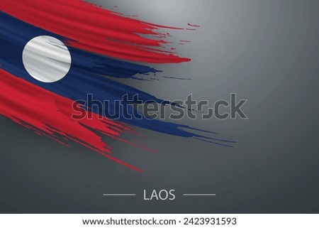 3d grunge brush stroke flag of Laos, Template poster design