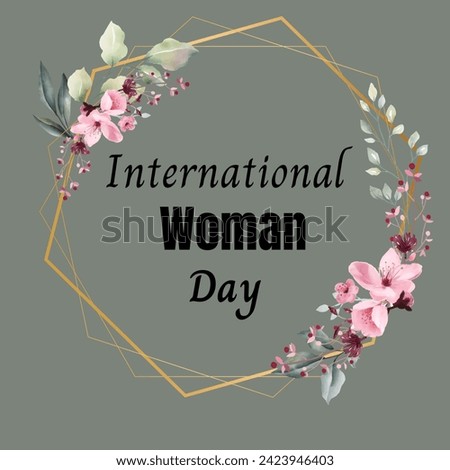 The international woman day with flowers and leaves design.