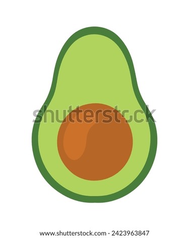 Flat avocado fruit icon clip art in cartoon hand drawn vector illustration design for Kids and Toddler Learning fruits and alphabet