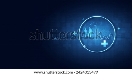 World health day of a happy family concept. health care and abstract geometric medical background with icons and idea for healthcare technology, innovation medicine, healthcare, science. vector design