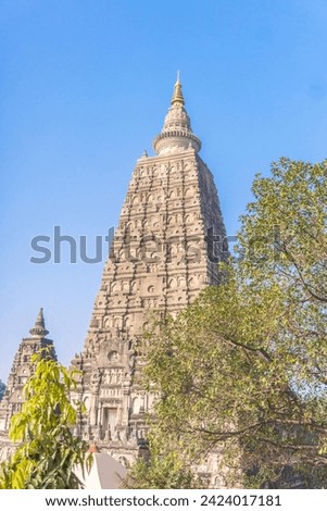 The stupa at Mahabodhi Temple, Mahabodhi Temple, Bodh Gaya. Buddha attained enlightenment here in Bihar northeast India. It is a UNESCO World Heritage Site.