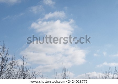 blue sky in winter with white clouds