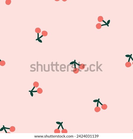 Seamless banner with cute cherries and pink background