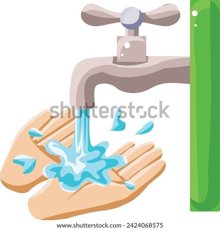 Icon of Ramadan Kareem, Eidul Fitr for Moslem celebrate. Soap clip art washing hand. Sense of touch. Hands human washing with water. Pair of hands washing clip art.