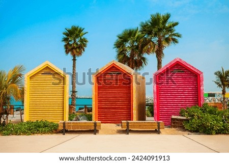 La Mer or Jumeira beach is a public beach in Dubai city in UAE Royalty-Free Stock Photo #2424091913