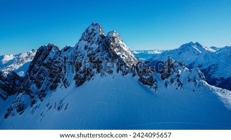 Winter Austrian mountains layers captured on drone