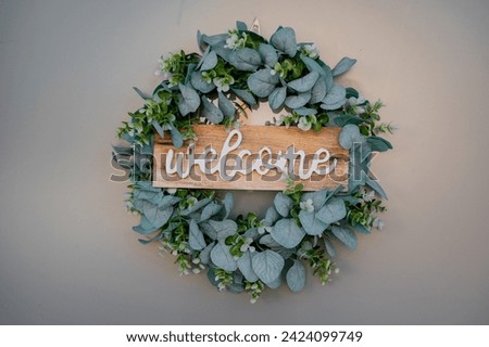 Front Door Wreath. Modern Door Ring Wreath. Wood Sign Wreath house Warming Gift. decoration and comfort, hyge and design.
