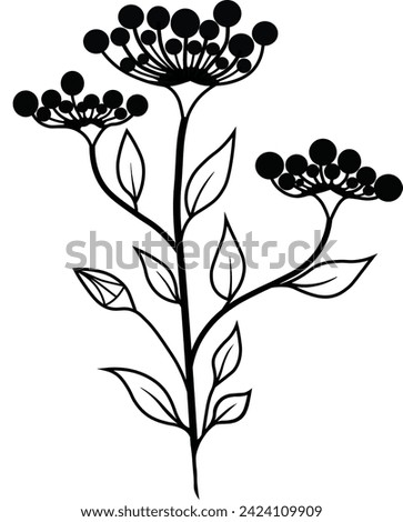 Illustration of Flower Silhouette with Flowers and Leaves vector