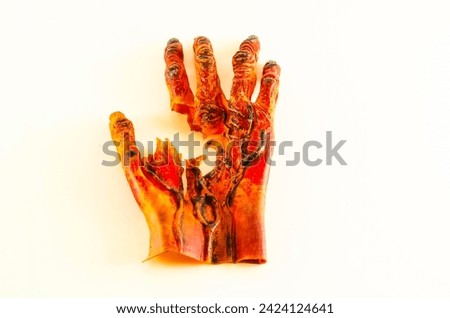 Traditional Japanese mask glove of a demon on white background.
