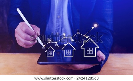 Real estate investment concept, Buy, own, sell properties for profit, Cash flow, appreciation, tax advantages. Research, strategy, Real estate investment yields financial rewards, real estate market.