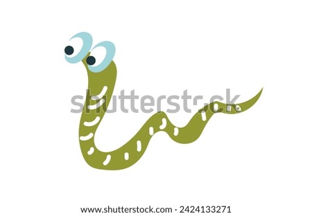 Cute green caterpillar. Cartoon vector illustration