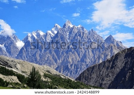 The beautiful view of Passu Cones mountain picture was taken on 12-12-2023 in Gilgit Pakistan. 