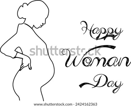8th march international women's day pregnant woman line art drawing