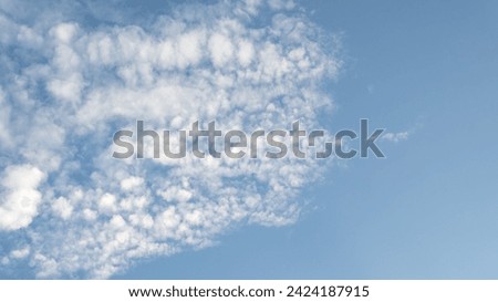 White clouds and light blue sky background.