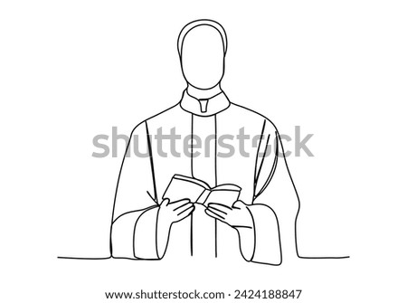 Priest one line drawing vector illustration. Royalty-Free Stock Photo #2424188847