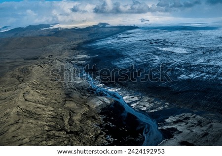 Aerial view of the Vatnajokull glacier in Iceland