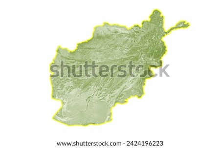 Afghanistan map, green color, white background Royalty-Free Stock Photo #2424196223