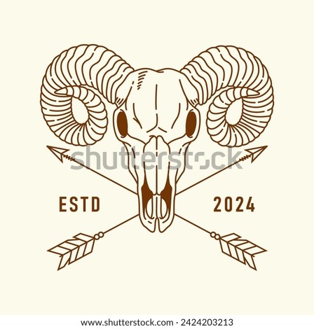 sheep skull line art illustration vector