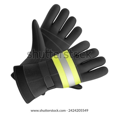 Professional work gloves. Protective gloves for builders and workers. Pair Welding Thick Heavy Gloves High Heat Proof , Fireplace. Hands Protector Fire Resistant Gloves. Realistic 3d vector Royalty-Free Stock Photo #2424205549
