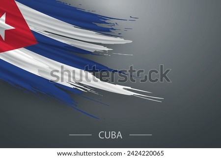 3d grunge brush stroke flag of Cuba, Template poster design